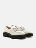 [SALE]Stefanie Diamante Embellished Buckle Platform Loafers