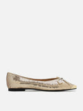 PAZZION, Stella Sequin Dï¿½cor Metal-Toe Bow Flats, Gold