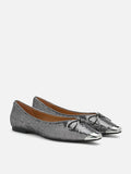 PAZZION, Stella Sequin Dï¿½cor Metal-Toe Bow Flats, Pewter
