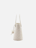 PAZZION, Stormy Monogram Bucket Bag, Beige