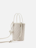 PAZZION, Stormy Monogram Bucket Bag, Beige