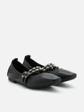 PAZZION, Sydney Studded Double Strap Flats, Black