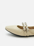 PAZZION, Sydney Studded Double Strap Flats, Yellow
