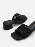 PAZZION, Taylor Woven Braided Mule Heels, Black
