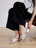 PAZZION, Taylor Woven Braided Mule Heels, White