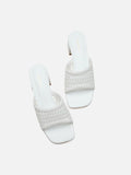 PAZZION, Taylor Woven Braided Mule Heels, White