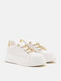 PAZZION, Tia Gold Chain Laced Sneakers, White