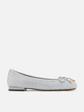 PAZZION, Tory Crystal Grid Bow Flats, Grey