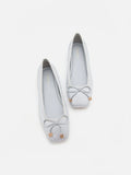 PAZZION, Tory Crystal Grid Bow Flats, Grey