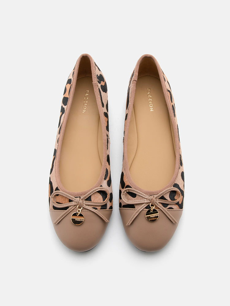 PAZZION, Trena Patterned Bow Flats, Brown
