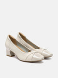 PAZZION, Ulissea Two-Tone Patent Leather Heels, Beige