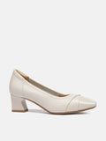 PAZZION, Ulissea Two-Tone Patent Leather Heels, Beige