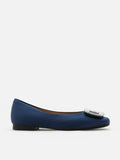 PAZZION, Ulyana Teardrop Crystal Buckle Flats, Darkblue
