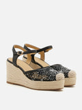 PAZZION, Varianne Crystal Embellished Wedges, Black