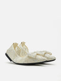 PAZZION, Vera Bow Lace Foldable Flats, Yellow