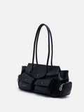 PAZZION, Virelle Structured Multi-Pocket Shoulder Bag, Black