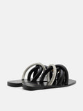 PAZZION, Vittoria Toe-Ring Slides, Black