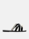 PAZZION, Vittoria Toe-Ring Slides, Black