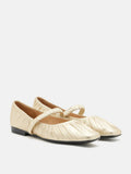 Vivianne Metallic Ruched Strap Flats