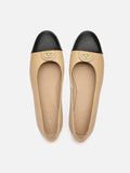 PAZZION, Vowen Cap Toe Leather Flats, Almond