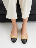 PAZZION, Vowen Cap Toe Leather Flats, Almond
