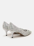 PAZZION, Walton Diamante Cut-Out High Heels, Silver