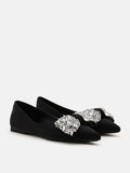 PAZZION, Willow Bejewelled Ribbon Flats, Black