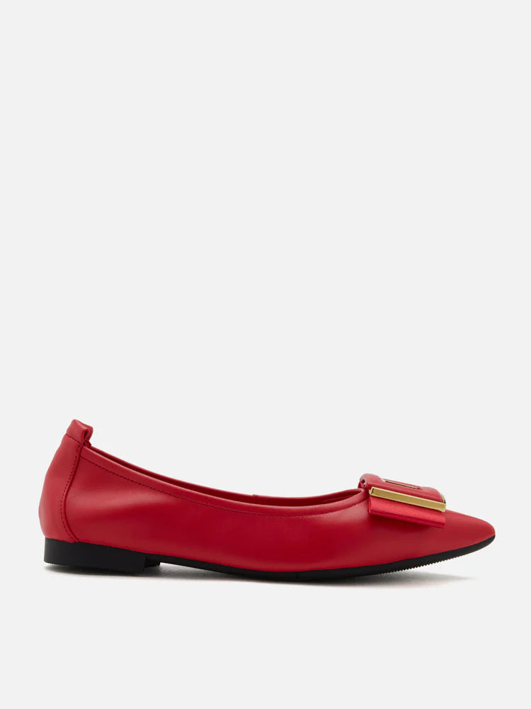PAZZION, Wilma Bow Pointed Toe Flats, Red