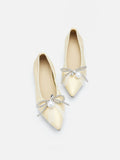 PAZZION, Winnie Beaded Pearl Bow Flats, Yellow