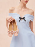 Daphne Diamante Embellished Bow Flats