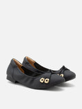 PAZZION, Wren Bow Embellished Covered Flats, Black