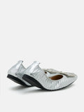 PAZZION, Wren Buckle Woven Foldable Flats, Silver