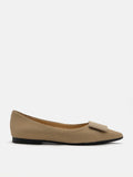 PAZZION, Wynn Textured Leather Pointed Toe Flats, Gold