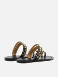 PAZZION, Wynna Studded Toe-Ring Slides, Black