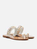 PAZZION, Wynna Studded Toe-Ring Slides, White