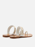 PAZZION, Wynna Studded Toe-Ring Slides, White