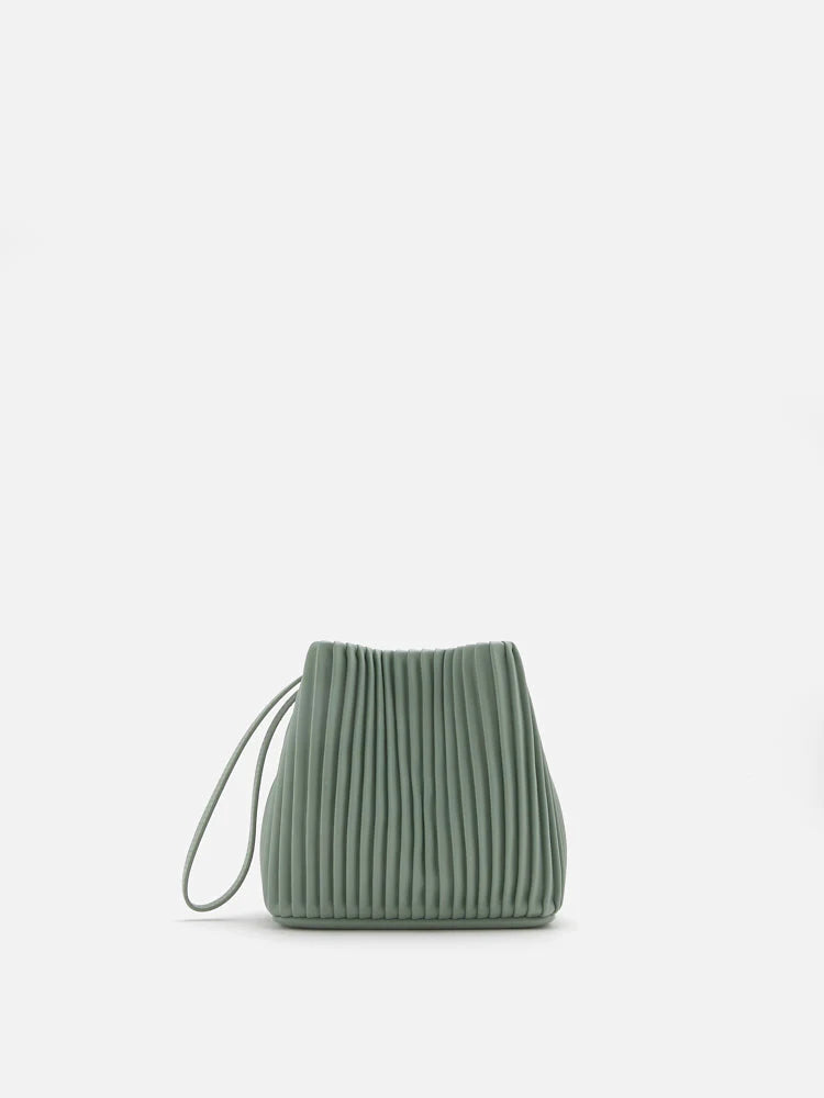 PAZZION, Youra Pleated Handle Clutch, Light Green