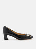 PAZZION, Yvette Buckle Square-Toe Pump Heels, Black