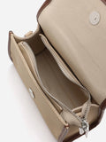 PAZZION, Zilla Leather Flap Bag, Almond