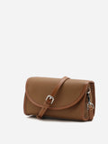 PAZZION, Zilla Leather Flap Bag, Brown