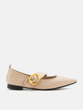 PAZZION, Zinnia Pointed Toe Flats, Almond