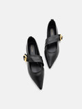 PAZZION, Zinnia Pointed Toe Flats, Black