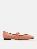 PAZZION, Zion Ruched Leather Band Ballet Flats, Pink
