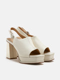 PAZZION, Zola Slingback Chunky Mule Heels, Beige