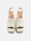 PAZZION, Zola Slingback Chunky Mule Heels, Beige