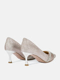 PAZZION, Zoravelle Crystal Embellished Glitter Heels, Champagne
