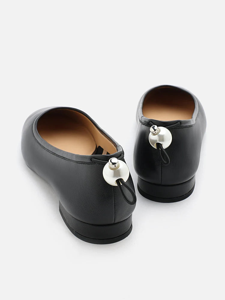 PAZZION, Zuri Curved-Toe Ballet Flats, Black