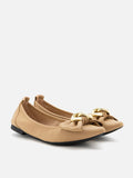 Quirina Gold Buckle Bow Flats